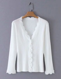 Fashion White Lace Sweater Knit Cardigan