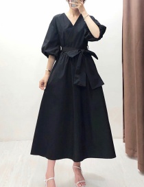 Fashion Black V-neck Lace Dress
