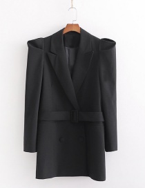 Fashion Black Puff Sleeved Midi Suit