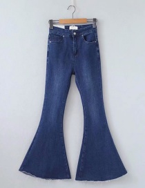Jeans Acampanados Crudos De Cintura Alta Con Cordón Lavado