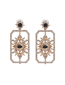 Fashion Golden Geometric Cutout Earrings With Diamonds