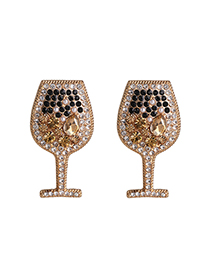 Fashion Champagne Wine Glass Earrings With Diamonds