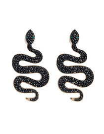 Fashion Black Geometric Bead Stud Earrings