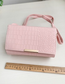 Fashion Pink Pu Stone Pattern Square Shoulder Crossbody Bag