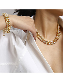 Fashion Golden Chain Alloy Necklace Bracelet Set