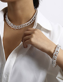 Fashion White K Chain Alloy Necklace Bracelet Set