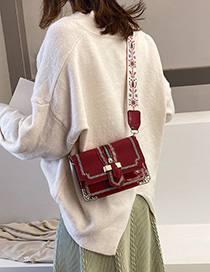 Fashion Red Wide Shoulder Strap Embroidered Shoulder Bag