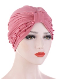 Fashion Skin Powder Crystal Studded Pearl Turban Hat