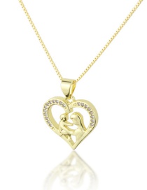 Fashion Gold-plated Heart-cutting Mother And Child Necklace With Diamonds