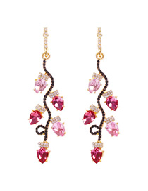 Fashion Pink Alloy Diamond Tree Earrings