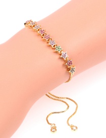Fashion Color Adjustable Bracelet With Diamonds And Pentagram Contrast