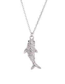Fashion Silver Diamond Fish Necklace
