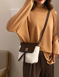 Fashion White Plush Stitched Lock Shoulder Crossbody Bag