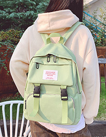 Fashion Green Oxford-spun Letter-stamped Buckle Backpack
