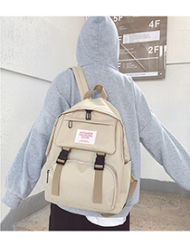 Fashion Gray Oxford-spun Letter-stamped Buckle Backpack