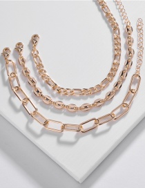Fashion Golden Copper Chain Geometric Bracelet Set
