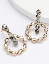 Fashion Golden Round Alloy Drop Shaped Diamond Earrings