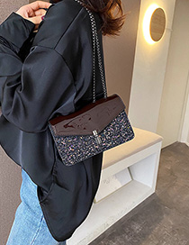 Fashion Coffee Color Sequined Patent-leather Shoulder Bag