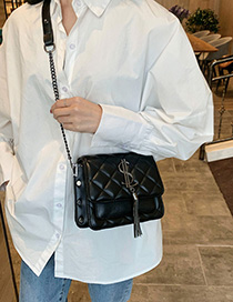 Fashion Black Tassel Diamond Chain Shoulder Bag