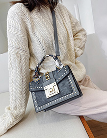Fashion Light Grey Silk Scarf Snake Studded Shoulder Bag
