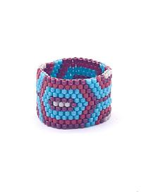 Fashion Purple Rice Beads Hand-woven Geometric Ring