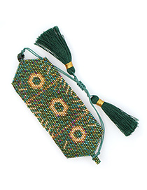 Fashion Green Woven Religious Totem With Tassel Bracelet