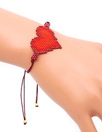 Fashion Red Rice Beads Hand-woven Love Bracelet