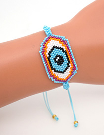 Fashion Blue Hand Woven Rice Beads Eye Bracelet