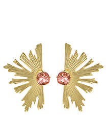 Fashion Pink Orange Alloy Stud Earrings With Diamonds