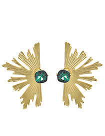 Fashion Green Alloy Stud Earrings With Diamonds