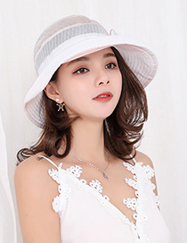Fashion Pink Contrast Hat With Flower Bow And Pearl Mesh