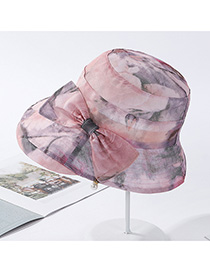 Fashion 9540 Pink Bow-knit Pearl Mesh Contrast Hat