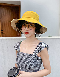 Fashion Yellow Contrasting Color Fisherman Hat With Big Eaves Bow