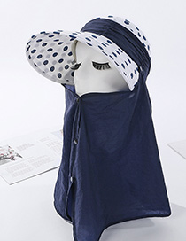 Fashion Navy Polka-dot Print Face Picking Tea Cap