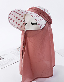 Fashion Leather Pink Polka-dot Print Face Picking Tea Cap