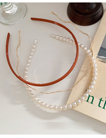 Fashion Orange Pearl Wave Metal Toothed Hair Hoop Combination
