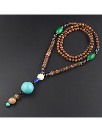 Fashion Turquoise Turquoise Wooden Beads Long Sweater Chain