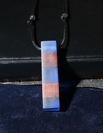 Fashion Royal Blue Rectangular Bar Resin Wood Handmade Adjustable Necklace