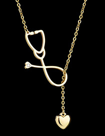 Fashion Golden Stethoscope Love Hollow Necklace