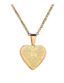 Fashion Golden Bible Verse Cross Stainless Steel Necklace