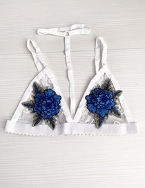 Fashion White Lace Embroidered Flower Lingerie