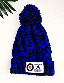 Fashion Royal Blue Knitted Wool Ball Adult Hat