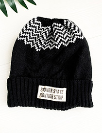 Fashion Black Knitted Corrugated Letter Children Hat