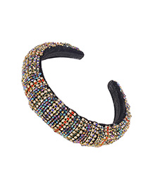 Fashion Color Woven Hair Band With Diamond Crystal Sponge Beads
