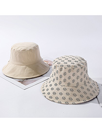 Fashion Beige Lettering Cotton Fisherman Hat On Both Sides