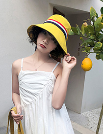 Fashion Yellow Big Hit Color Stitching Brimmed Hat