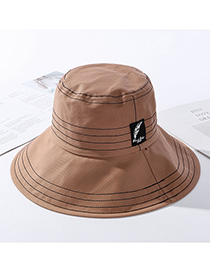 Fashion Coffee Color Traces Of Feathers Foldable Large Brimmed Cotton Hat