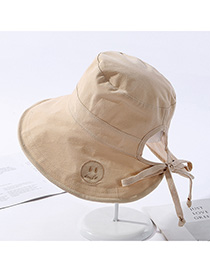 Fashion Beige Double-sided Embroidery Hat Smiling Face Wearing A Bandage