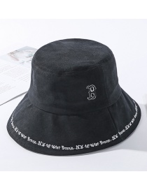 Fashion Black Embroidered Alphabet Fisherman Hat