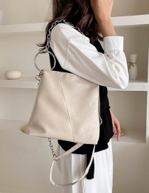 Fashion White Chain Shoulder Bag Stitching Large Circle